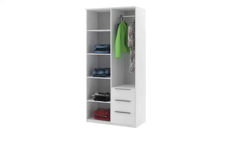 Drehtürenschrank, geöffnet