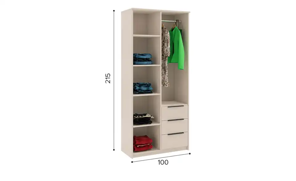 Drehtürenschrank, Bemaßung