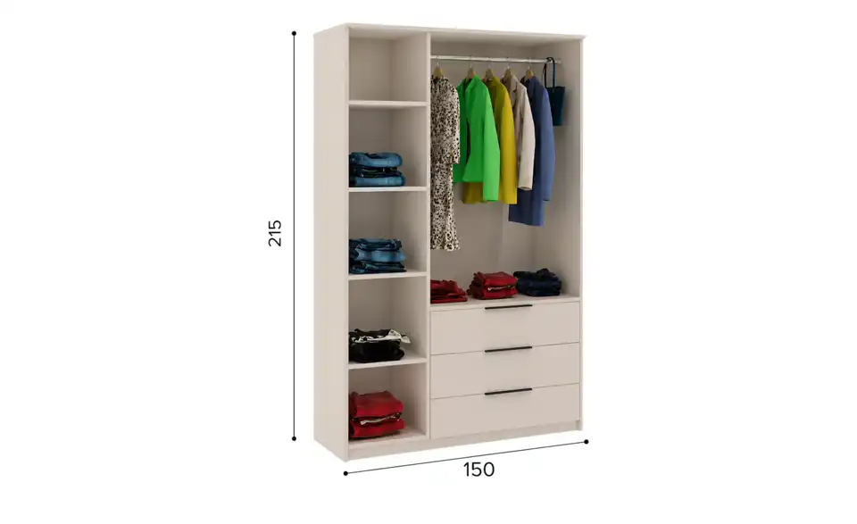 Drehtürenschrank, Bemaßung
