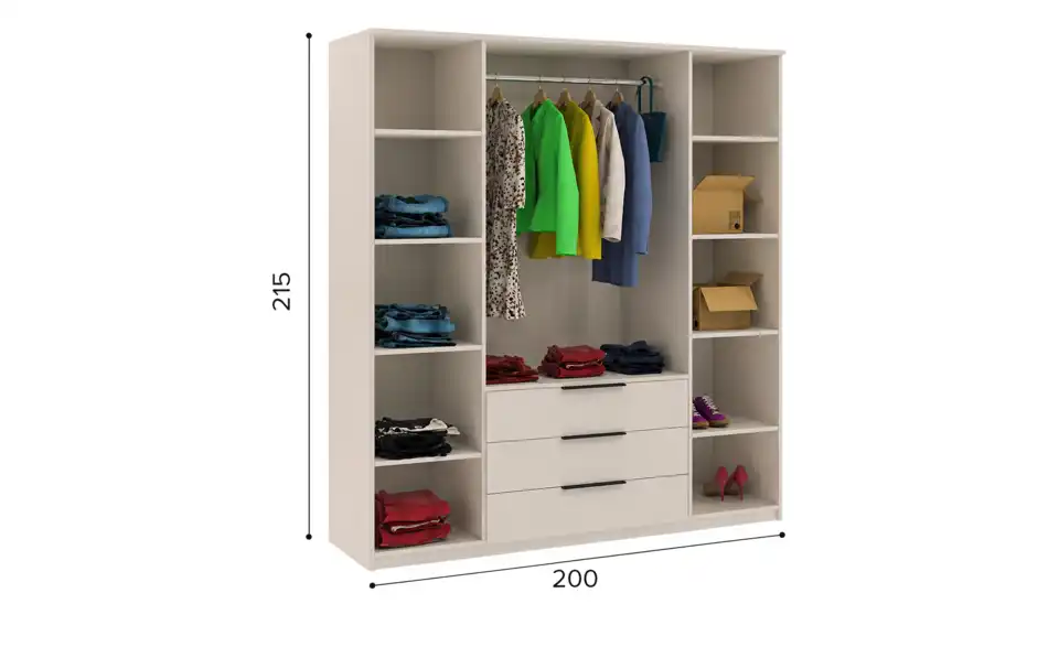 Drehtürenschrank, Bemaßung