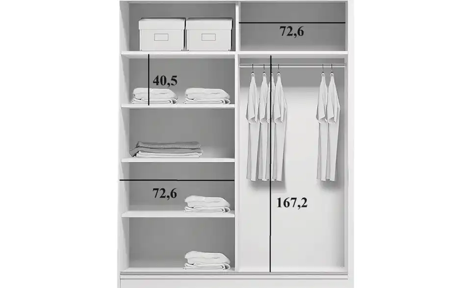 Schwebetürenschrank, Bemaßung