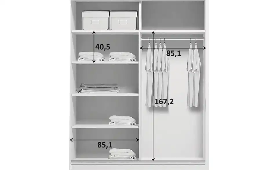 Schwebetürenschrank, Bemaßung