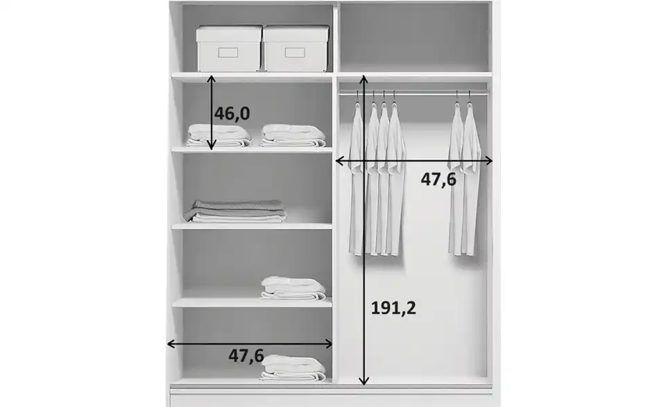 Schwebetürenschrank, Bemaßung
