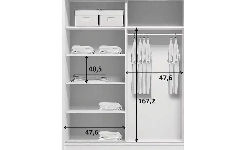 Schwebetürenschrank, Bemaßung