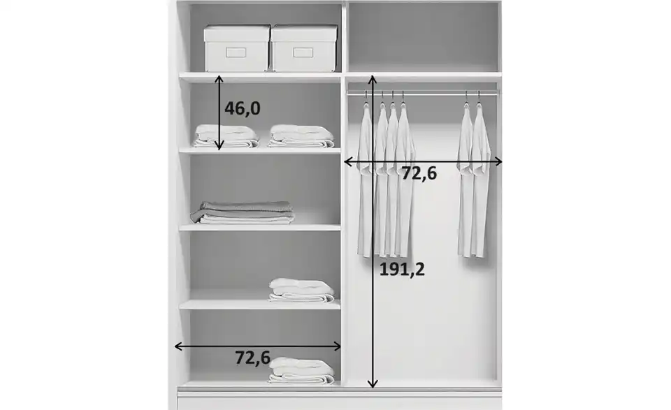 Schwebetürenschrank, Bemaßung