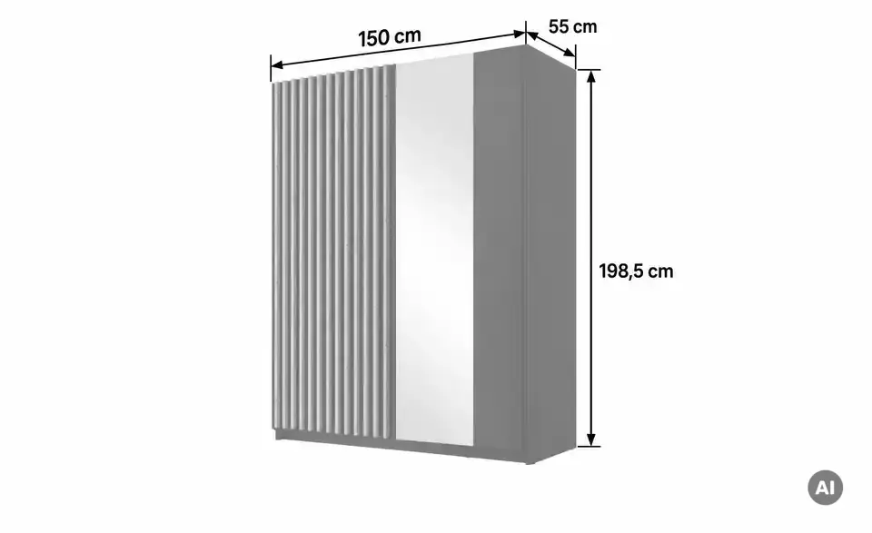Schwebetürenschrank, Bemaßung