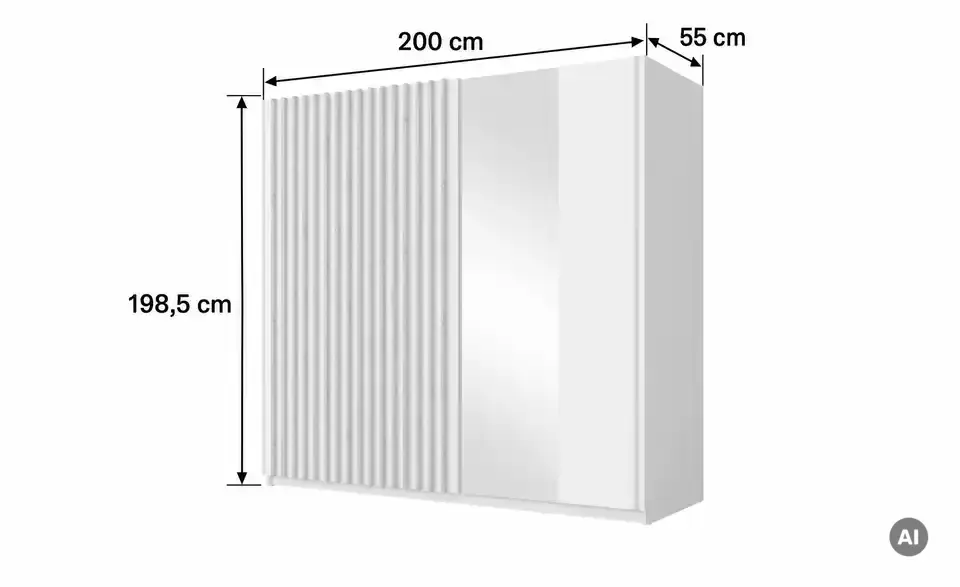 Schwebetürenschrank, Bemaßung