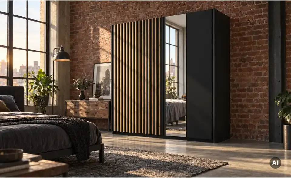 Schwebetürenschrank, in Wohnsituation