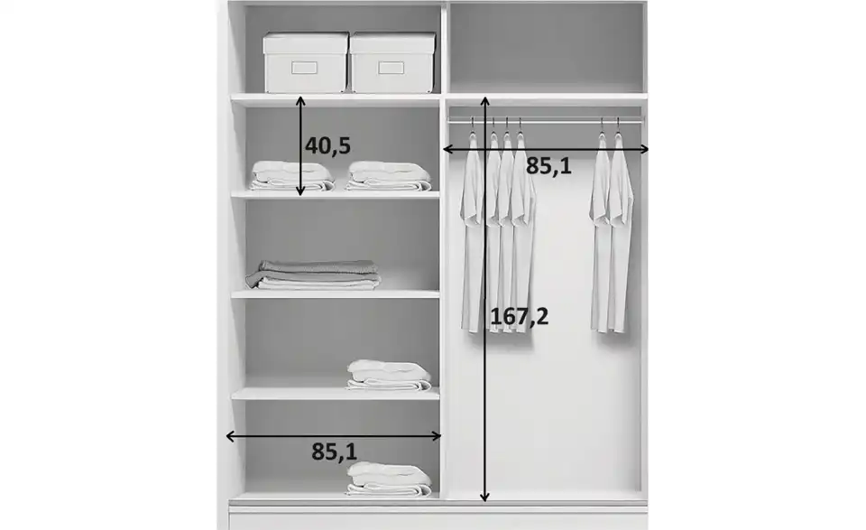 Schwebetürenschrank, Bemaßung