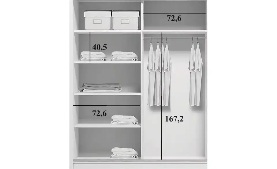 Schwebetürenschrank, Bemaßung