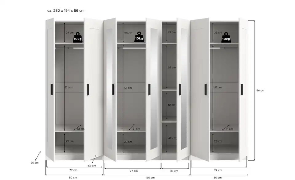 Kleiderschrank, Bemaßung