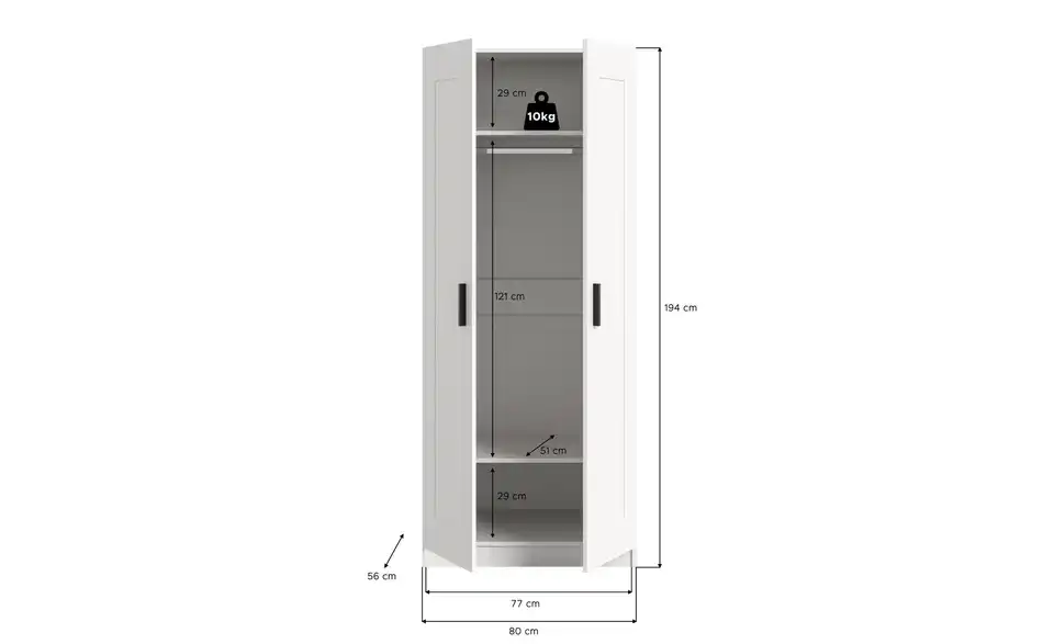 Kleiderschrank, Bemaßung