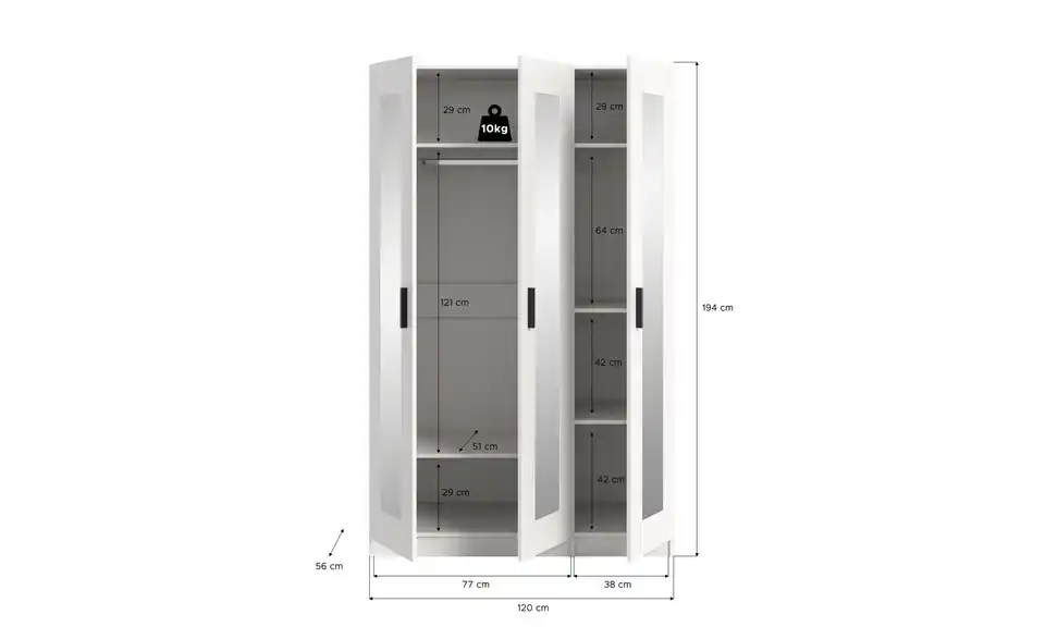 Kleiderschrank, Bemaßung