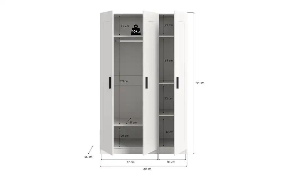 Kleiderschrank, Bemaßung