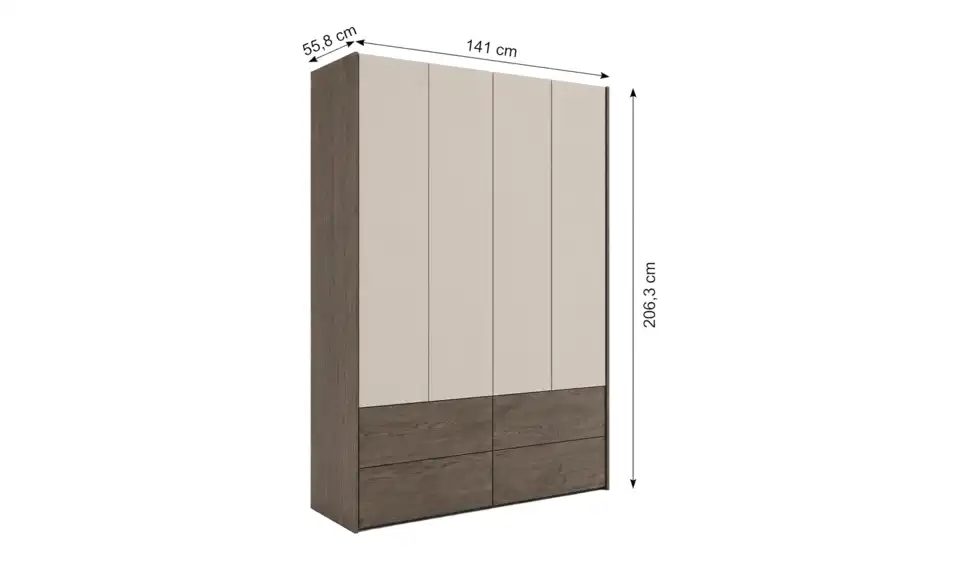 Höffner Selection Drehtürenschrank, Bemaßung