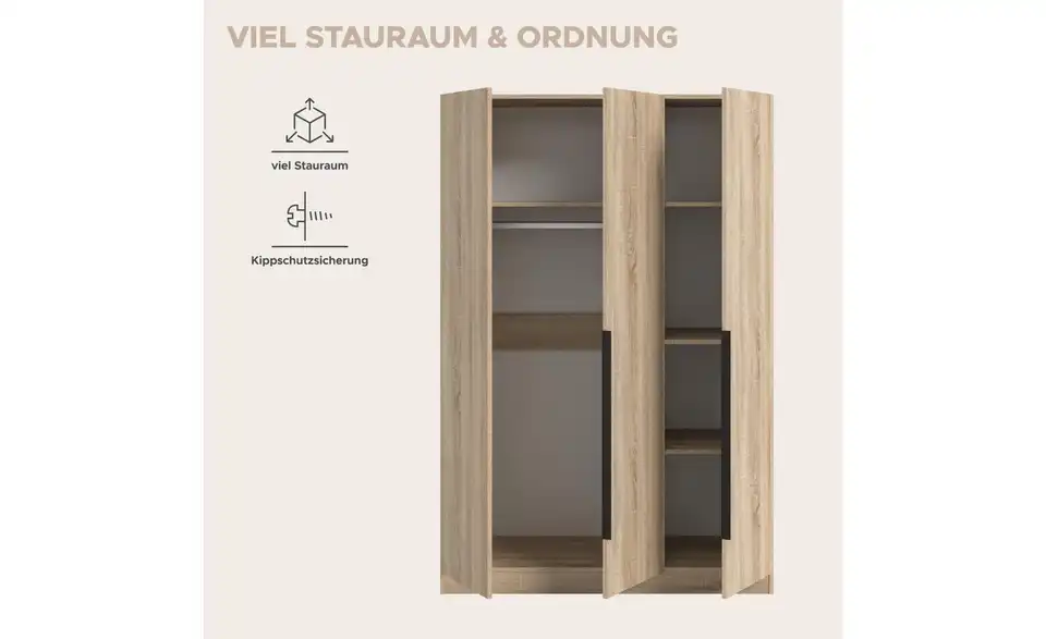 Drehtürenschrank, Bild mit Text