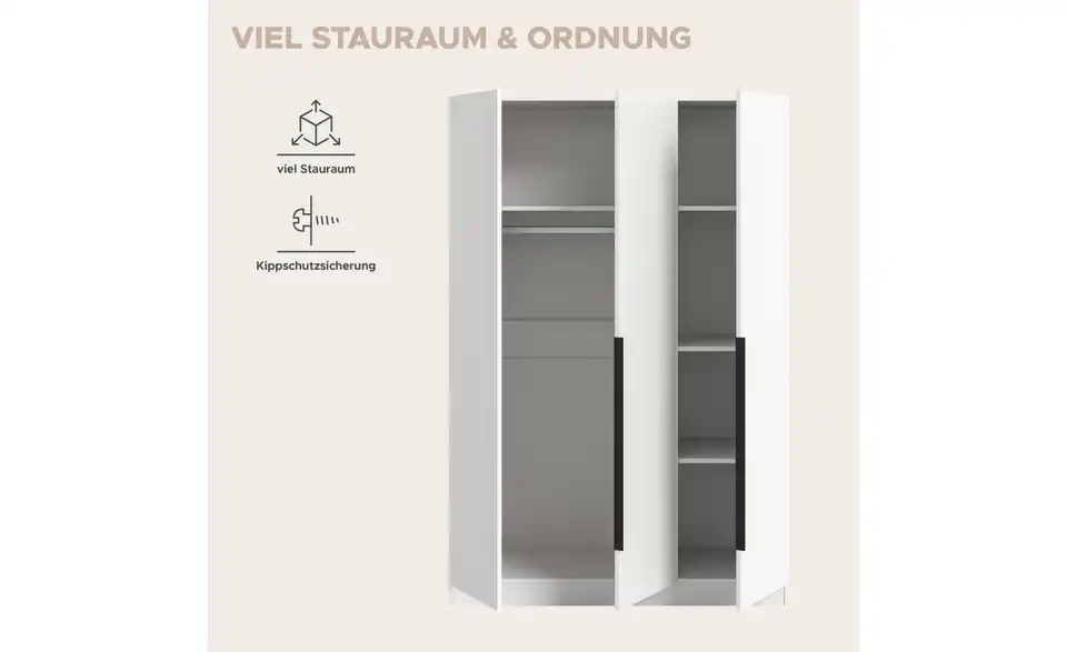Drehtürenschrank, Bild mit Text