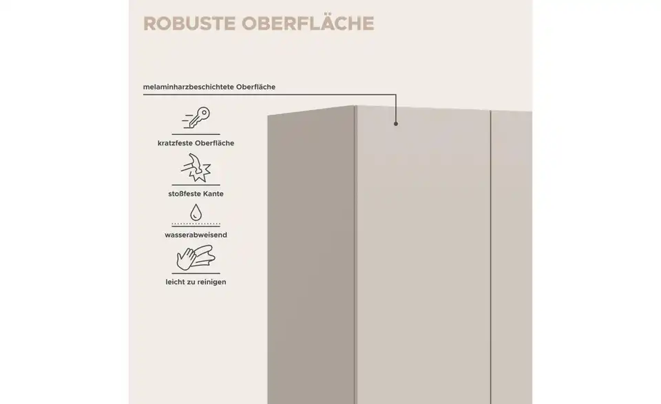Drehtürenschrank, Bild mit Text