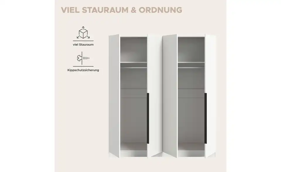 Drehtürenschrank, Bild mit Text