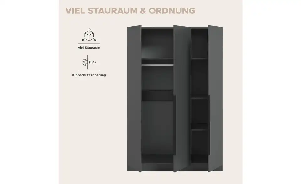 Drehtürenschrank, Bild mit Text