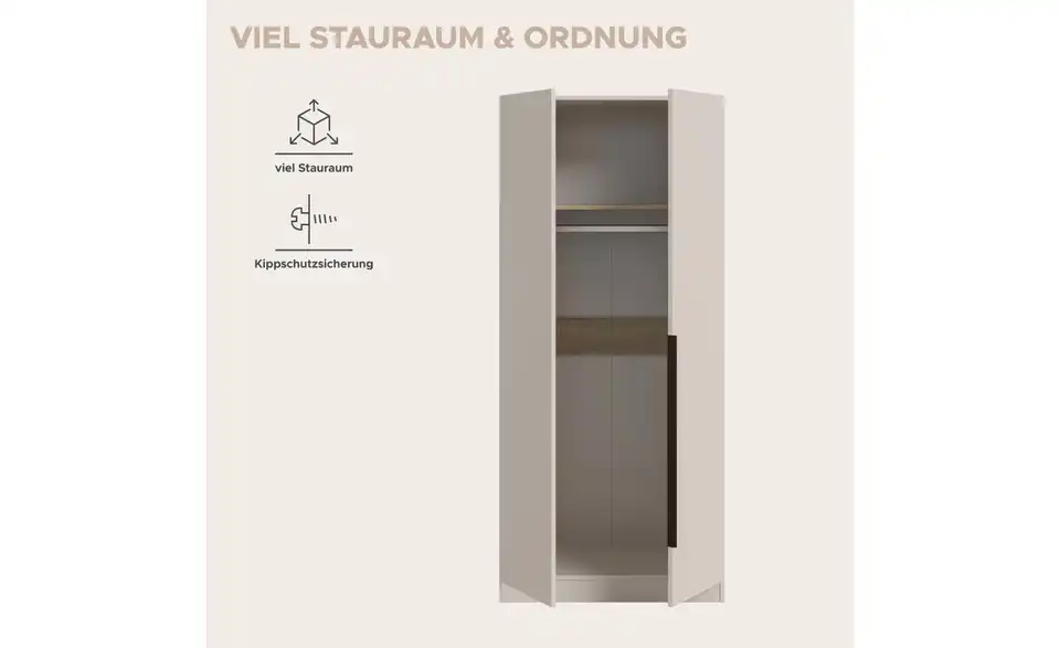 Drehtürenschrank, Bild mit Text