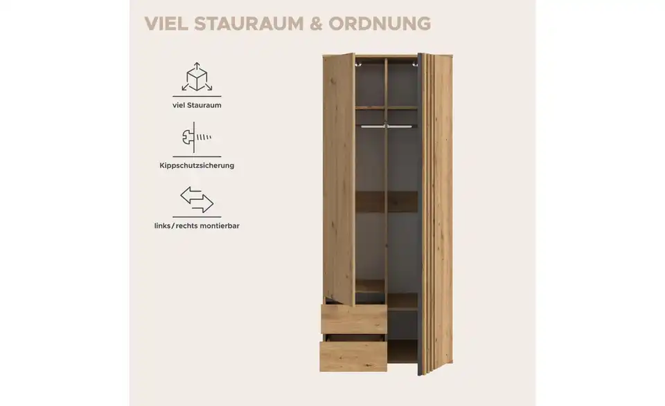 Kleiderschrank, Bild mit Text
