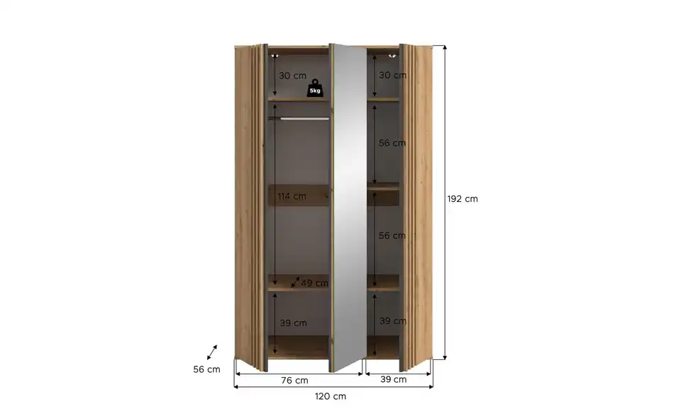 Kleiderschrank, Bemaßung