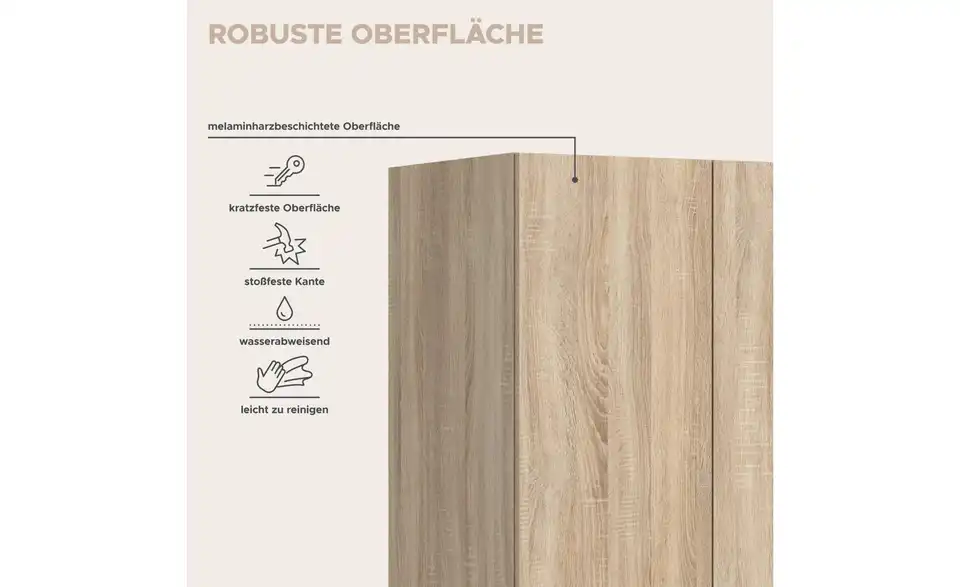Drehtürenschrank, Bild mit Text