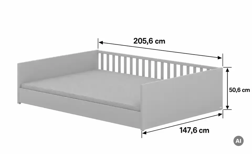 PAIDI Kinderbett Little Flo, Bemaßung