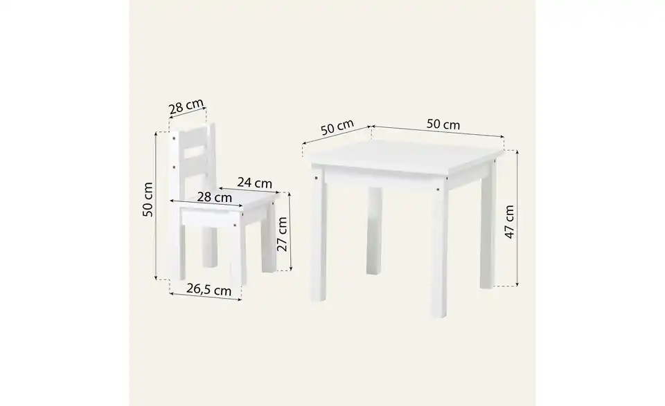 Hoppekids Sitzgruppe 3er-Set, Bemaßung