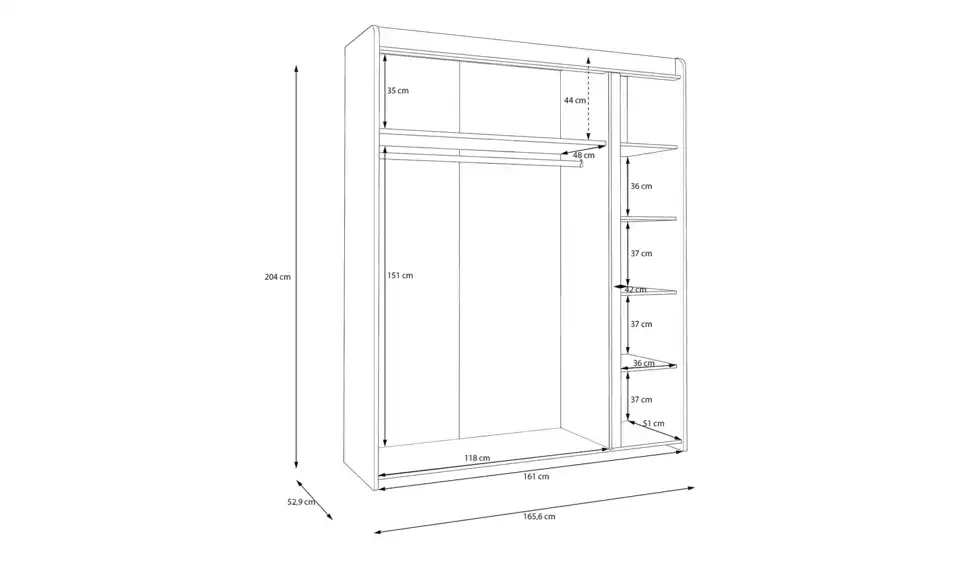 Kleiderschrank, Bemaßung