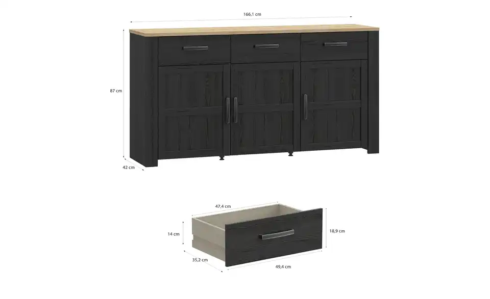 Sideboard, Bemaßung