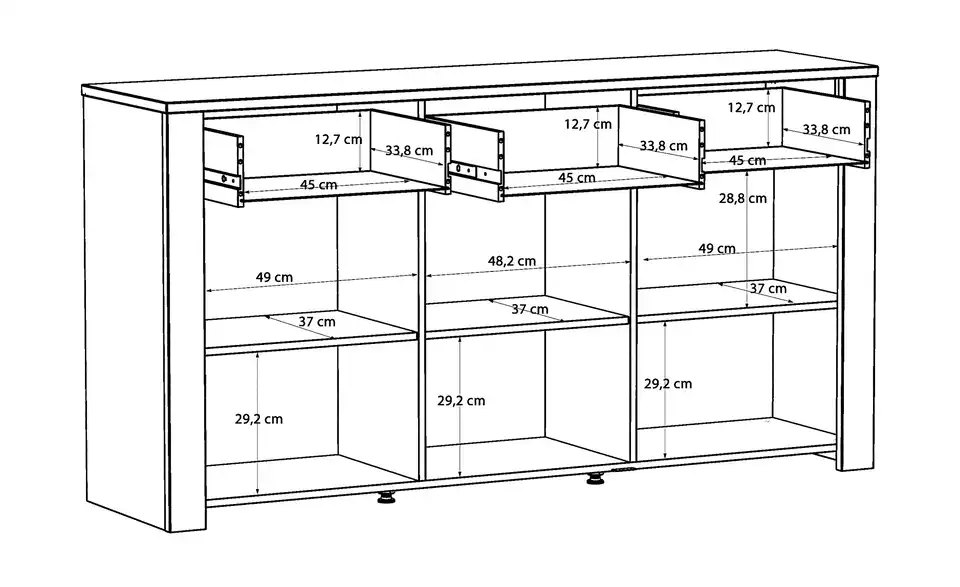 Sideboard, Bemaßung