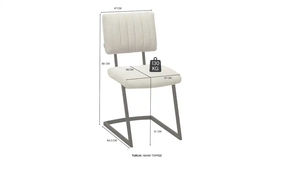 Primo Esszimmerstuhl Turijn, Bemaßung