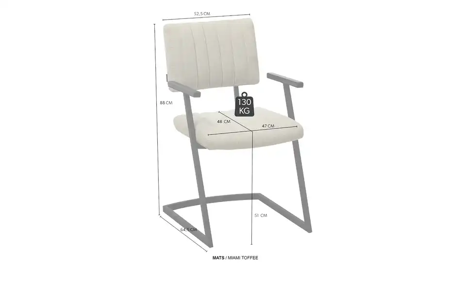 Primo Esszimmerstuhl Mats, Bemaßung