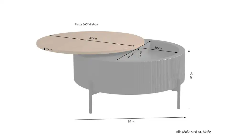 SCHÖNER WOHNEN Kollektion Couchtisch Heroy, Bemaßung