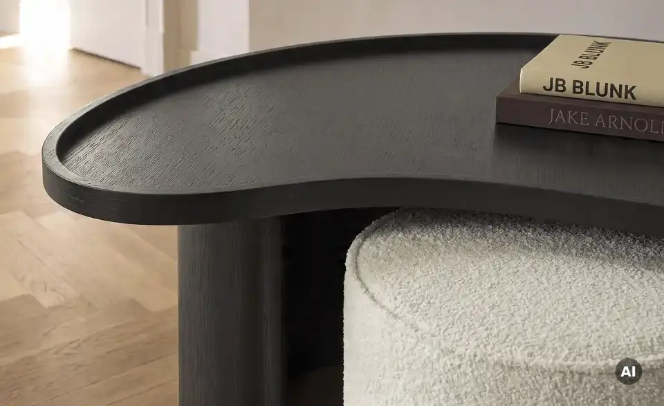Couchtisch mit Hocker, Detailansicht
