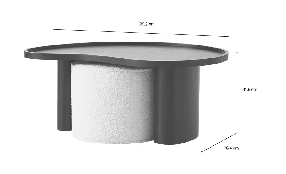 Couchtisch mit Hocker, Bemaßung