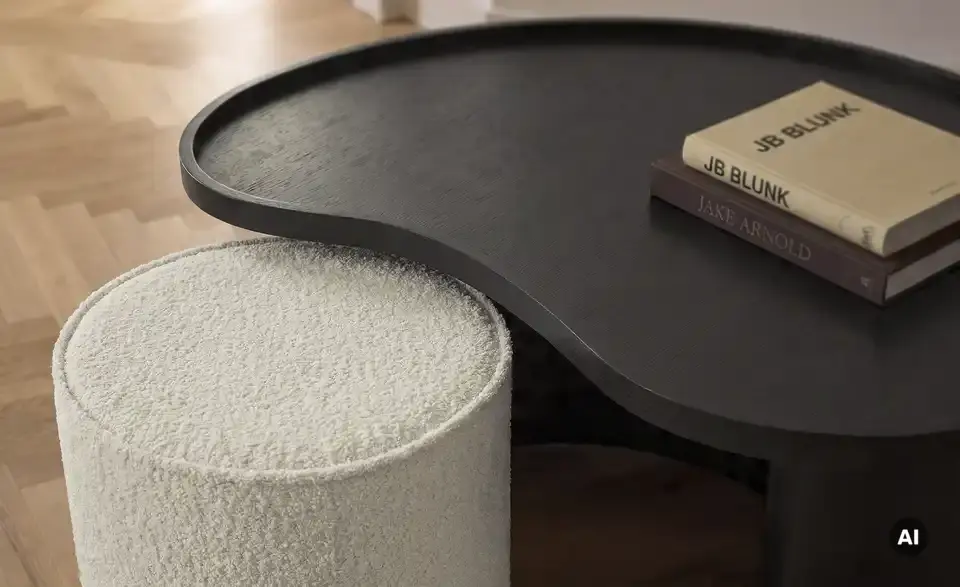 Couchtisch mit Hocker, Detailansicht
