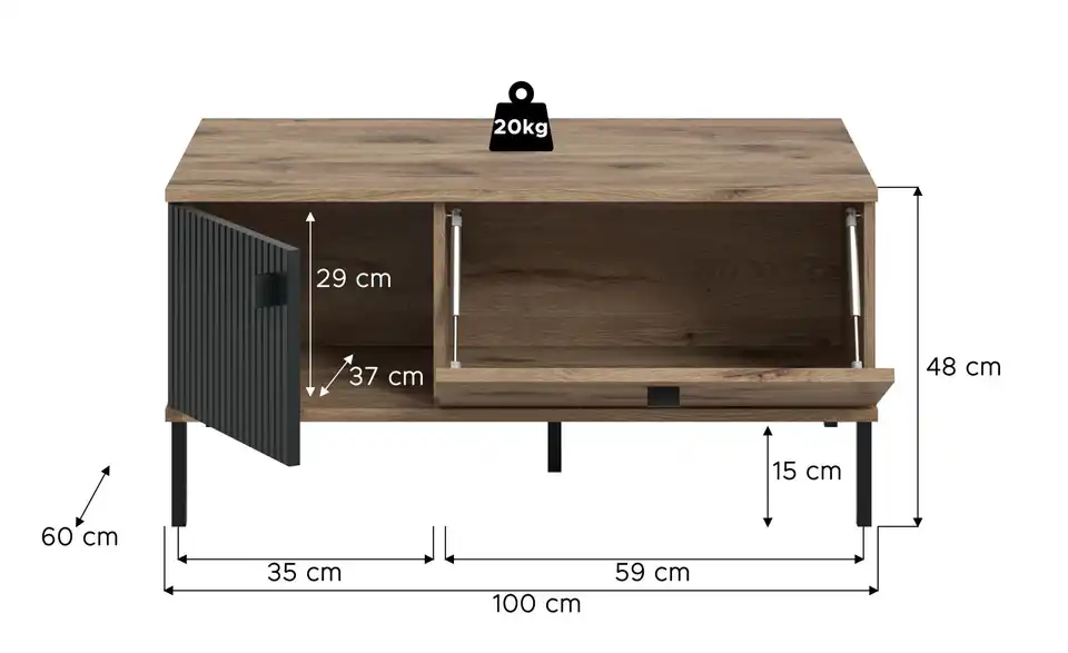 Couchtisch, Bemaßung