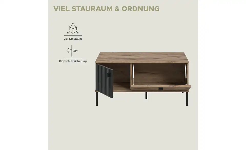 Couchtisch, Bild mit Text