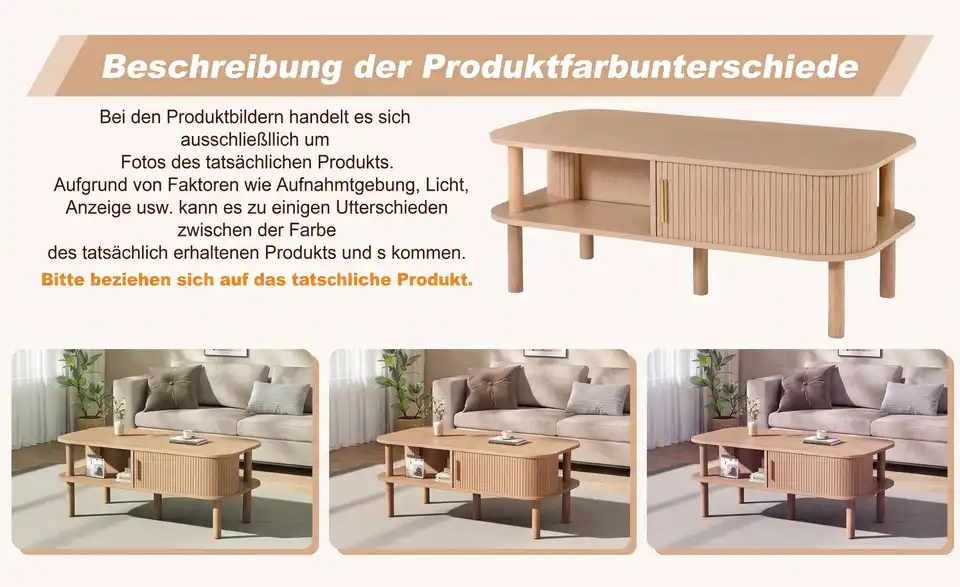 Couchtisch, Bild mit Text