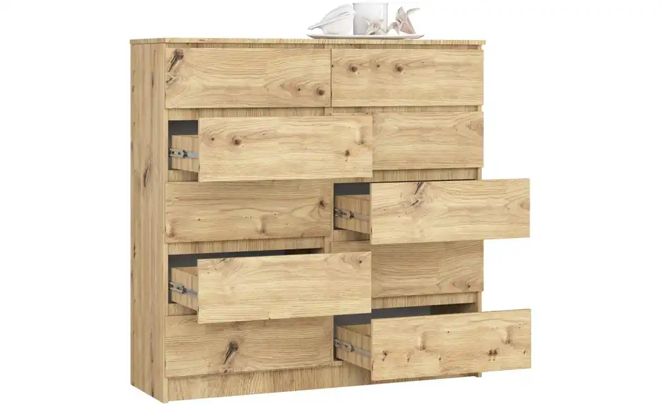 Kommode mit 10 Schubladen, geöffnet