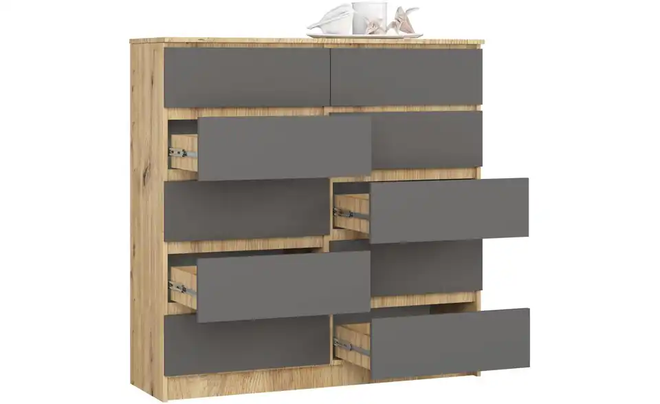 Kommode mit 10 Schubladen, geöffnet