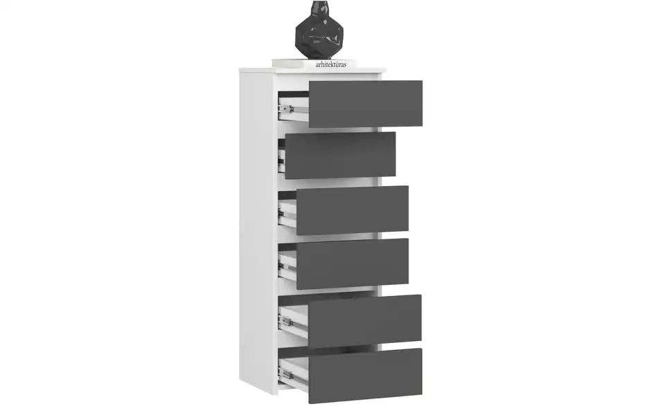 Kommode mit 6 Schubladen, geöffnet