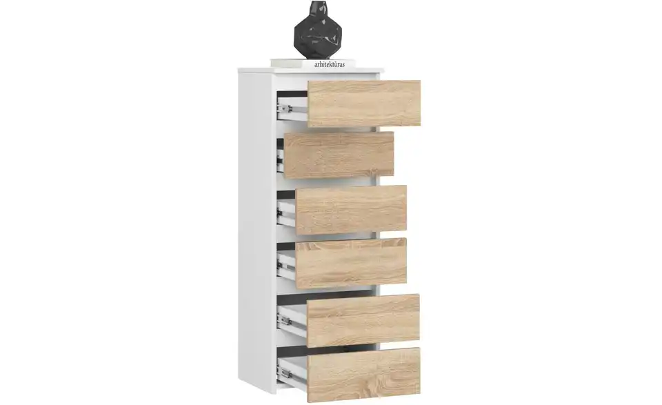 Kommode mit 6 Schubladen, geöffnet