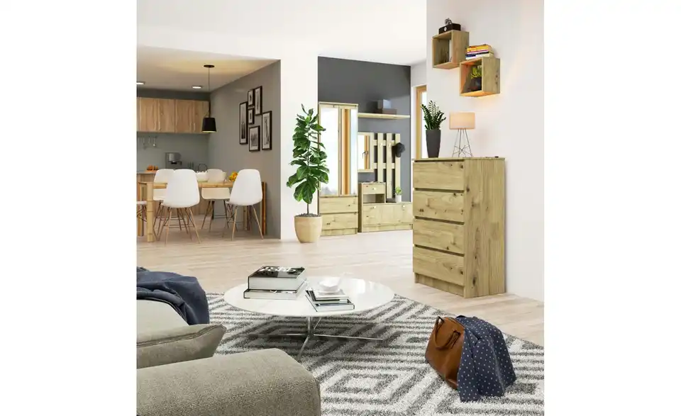 Kommode mit 4 Schubladen, in Wohnsituation