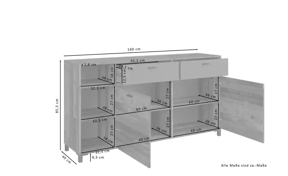 by Living Sideboard, Bemaßung