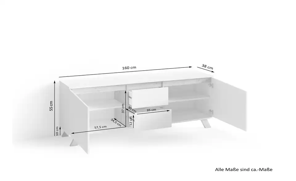 by Living Lowboard, Bemaßung