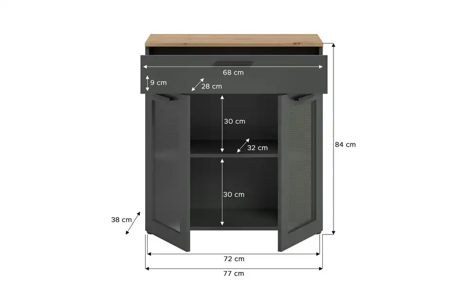 Sideboard Niklas, Bemaßung